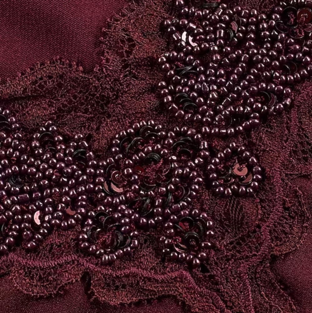 EXPRESS: Satin Beaded Lace Trim V-Neck Downtown Cami - Picture 5 of 6